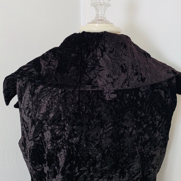 Jerry T Wide Lapel Crushed Velvet Vest Blk Sz S EC - Picture 11 of 13